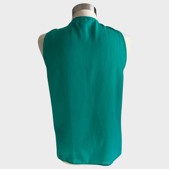 Banana Republic Factory Med Green Zip Front Sleeveless Polyester Shirt - Picture 4 of 7